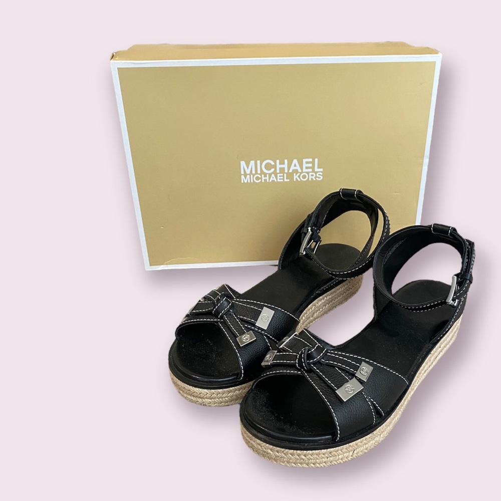 Michael Kors Ripley Sandal, Black Leather, Size 9.5